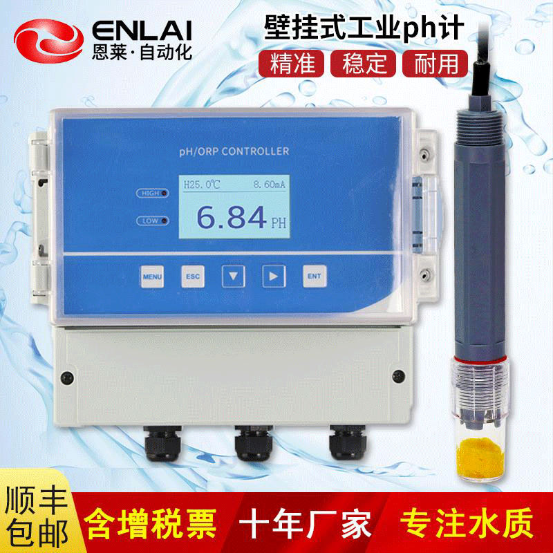 壁挂式工业ph计 在线ph控制器测试仪 pH传感器ORP检测 酸度计